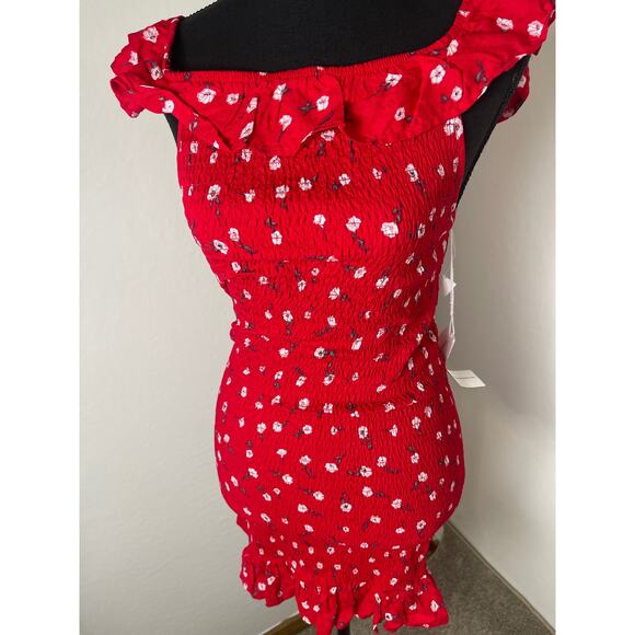 NWT Live 4 Truth Womens Cottage Boho Chic Cowgirl Floral Ruffle Mini Dress Red S - Picture 5 of 9